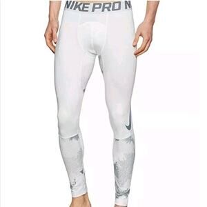 Men's Nike Pro Hyperwarm Compression White Gray Camo Leggings Tights Size XL